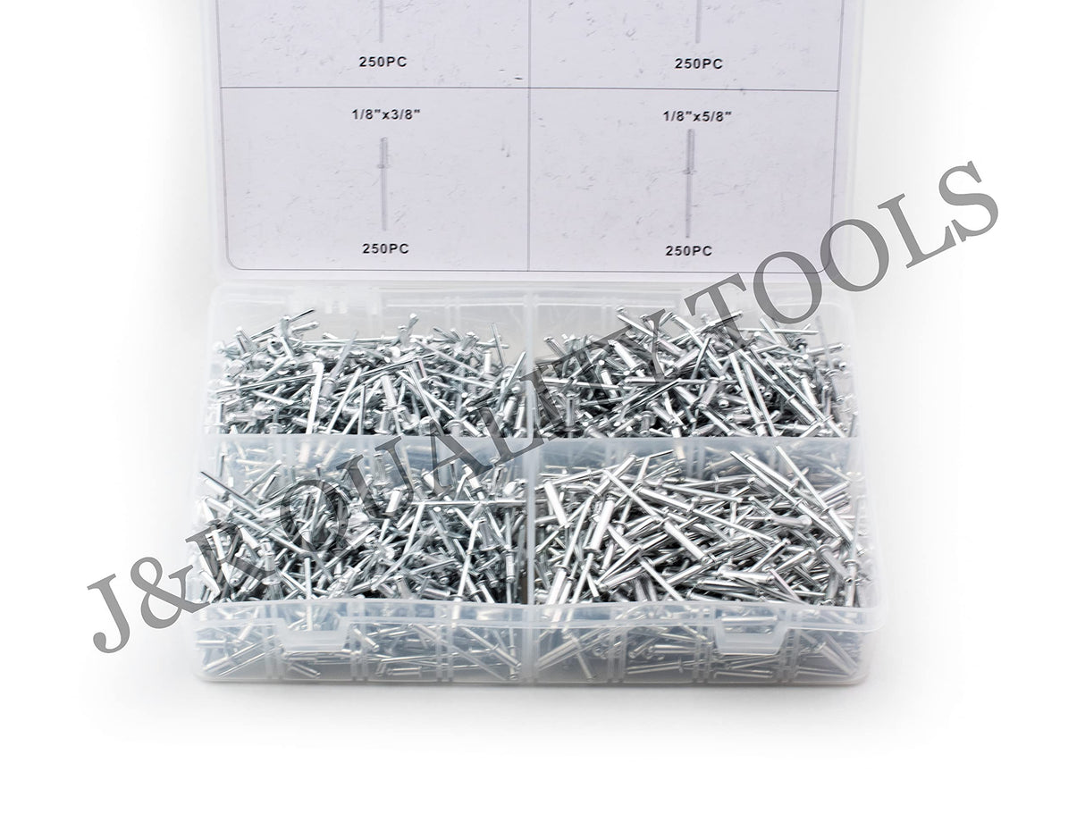 VCT 1000pc 1/8" Aluminum Blind Pop Rivet Assortment 4 Hand/Air Riveter Gun Rivet Set VCT