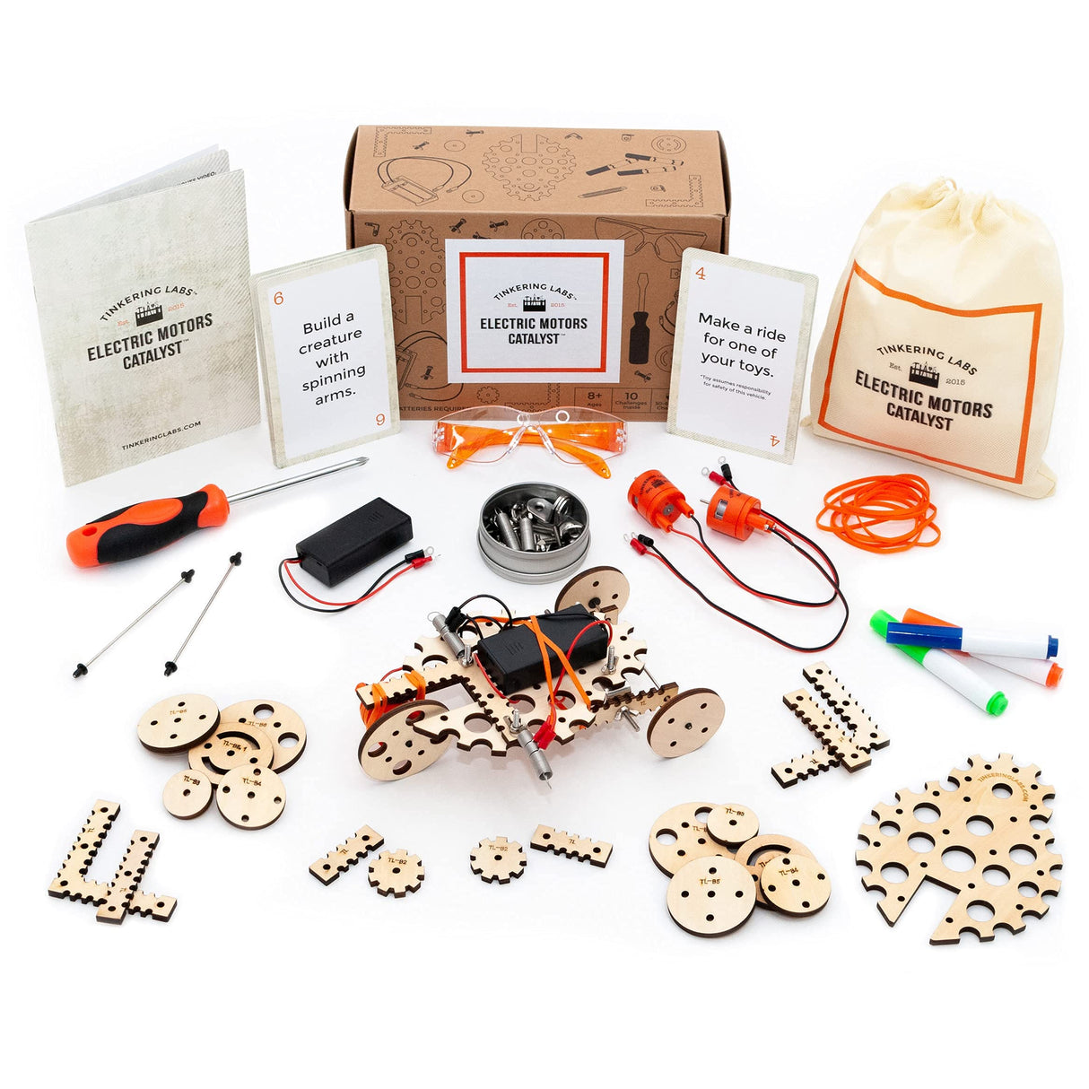Tinkering Labs Robotics Engineering Kit | Designed by Scientists in USA | 50+ Parts | 10+ STEM Projects For Kids 8-12 | Learn Electronics, Science | Tinkering Labs