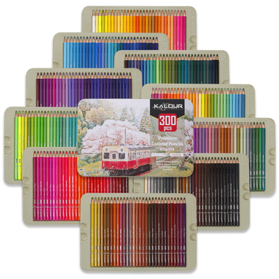 KALOUR Professional Colored Pencils,Set of 300 Colors,Artists Soft Core with Vibrant Color,Ideal for Drawing Sketching Shading,Coloring Pencils for