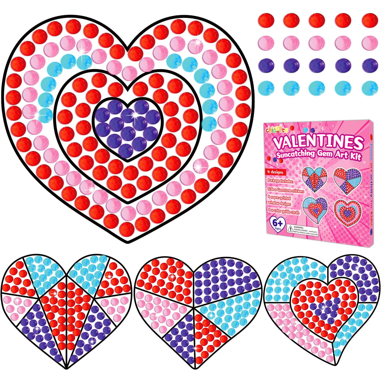 Valentines Day Gift for Kids, Valentine's Day Arts and Crafts, Sun Gemmers Art Crafts Suncatcher Kits for Children Teenagers Kids at 6-8, DIY Diamond chiazllta
