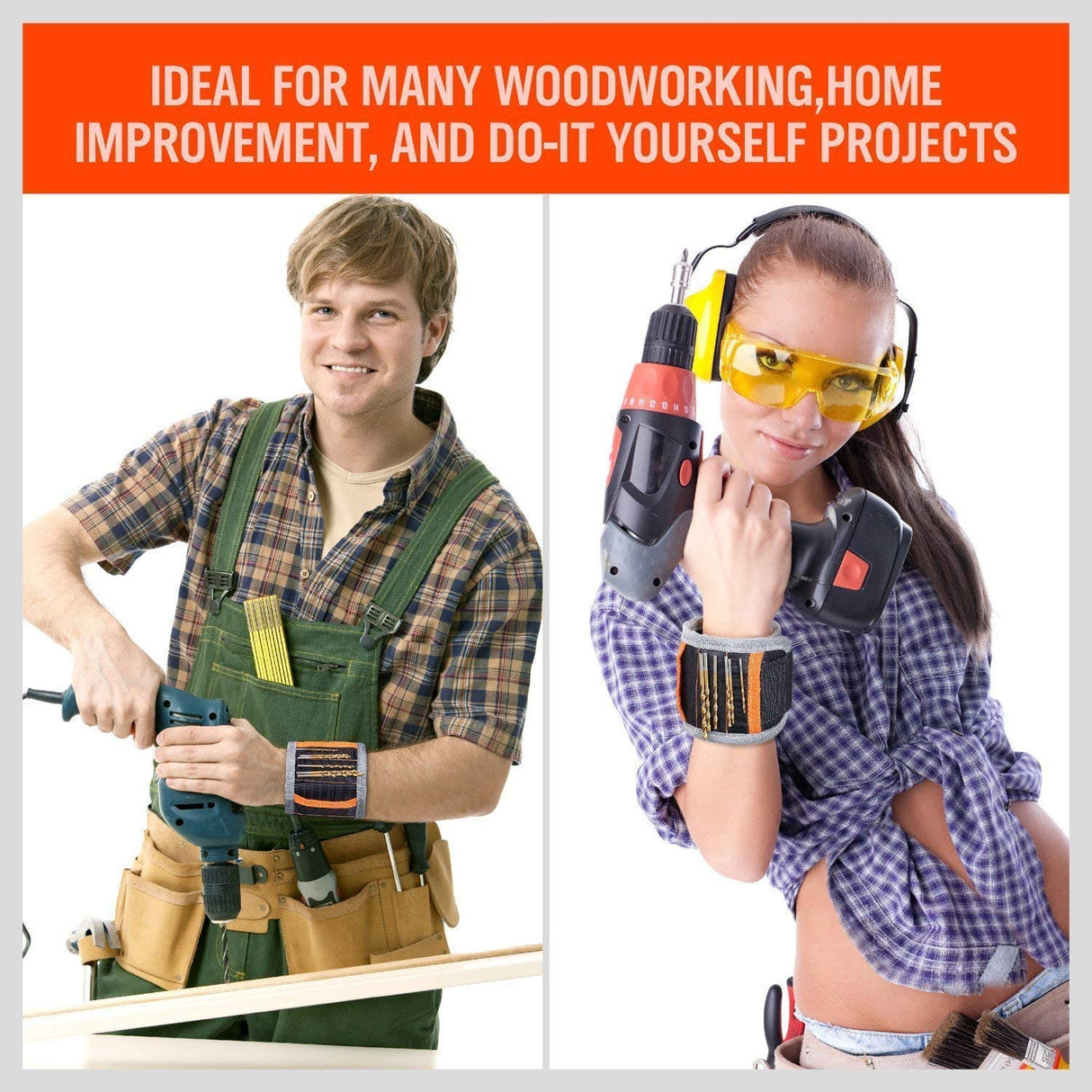 HORUSDY Magnetic Wristband, Gifts for Dad, with Strong Magnets for Holding Screws, Nails, Drilling Bits, Tool Gift for Men HORUSDY