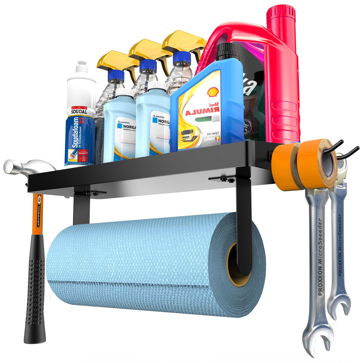 ZUNTO Garage Paper Towel Holder with Shelf - Paper Towel Holder Wall Mount, Garage Organization and Storage, Stainless Steel Paper Towel Rack with ZUNTO