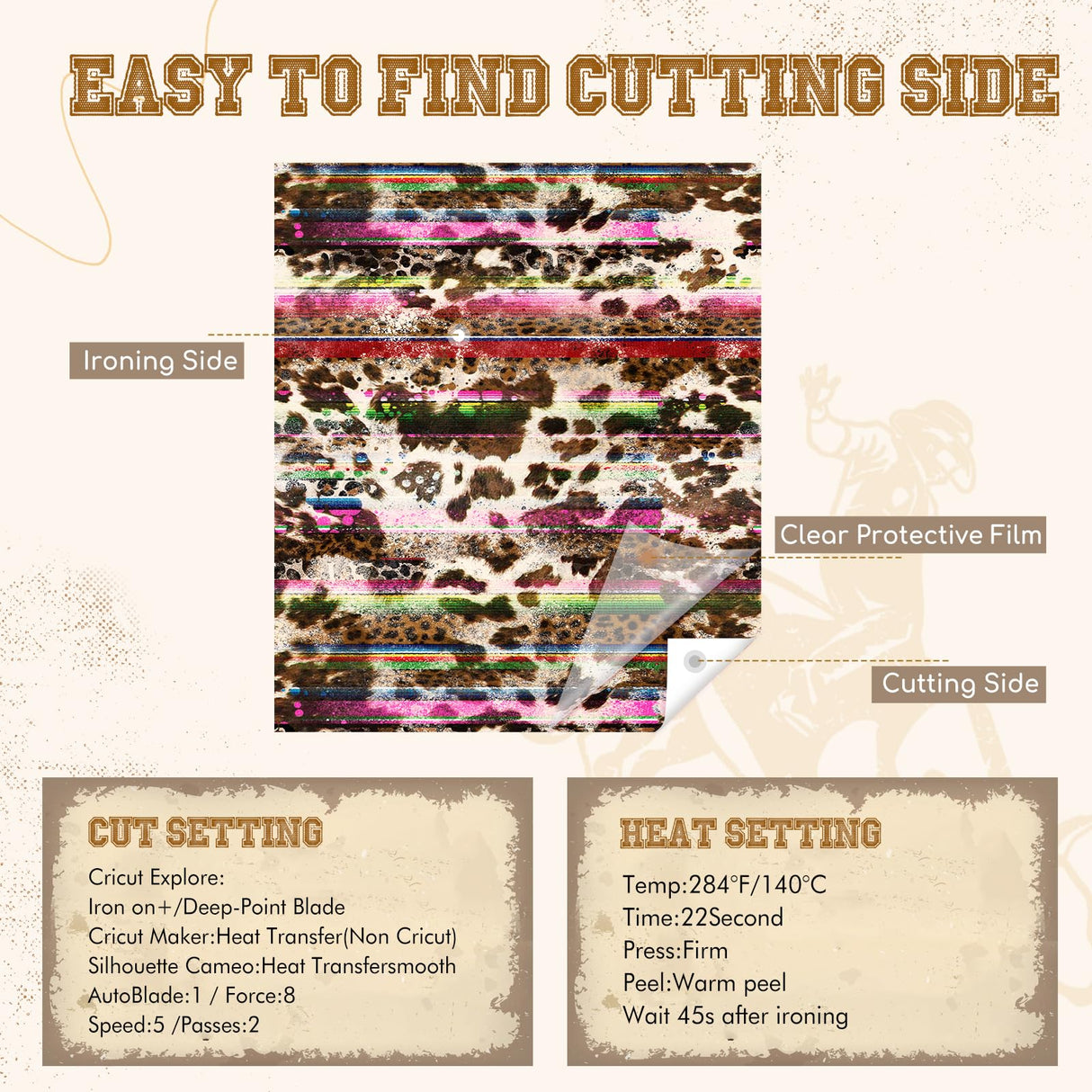 HTVSTD Cowhide Cheetah HTV Vinyl -10 Sheets 12 * 10 inches Heat Transfer Vinyl Sunflower Turquoise HTV Iron on Vinyl Mexico Serape Patterned HTV HTVSTD