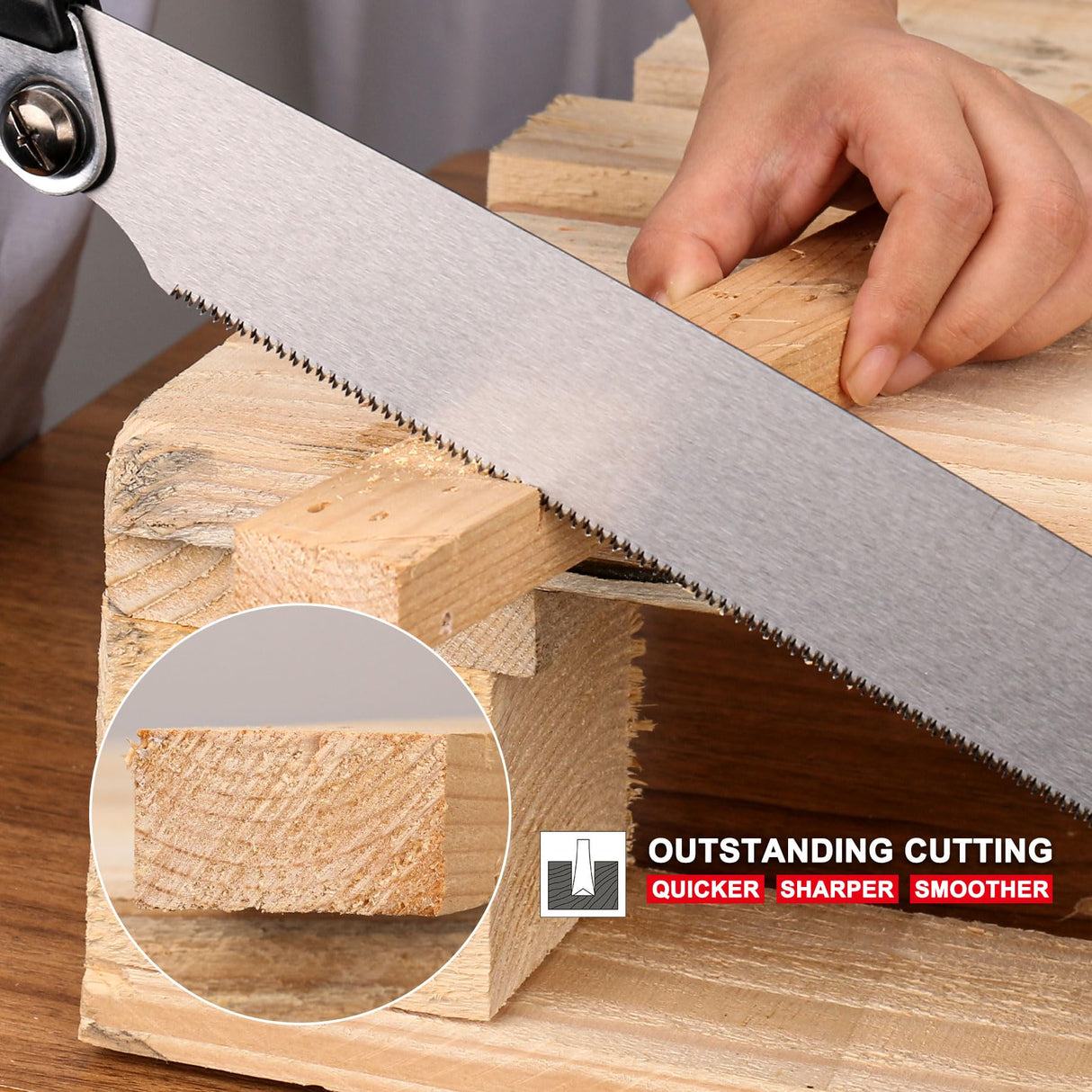 HAUTMEC Japanese Pull Saw, 9“ Foldable Hand Saw with SK5 Steel Blade, Trapezoidal Teeth for Woodworking, Sharp Stone Series, HT0312 HAUTMEC