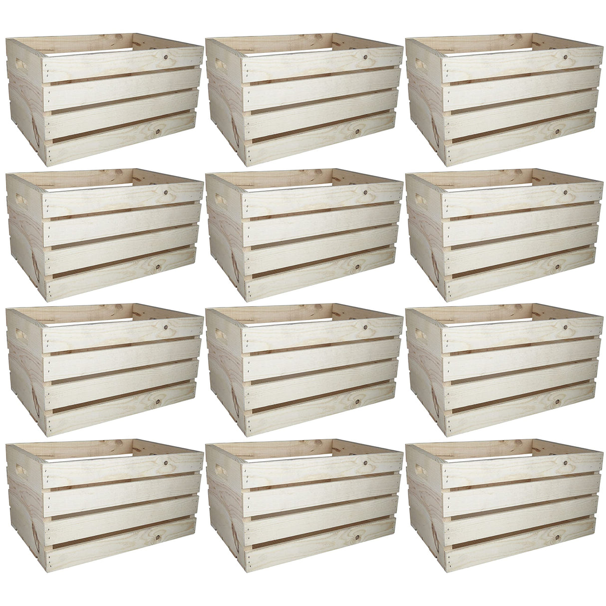 Large Wooden Crates by Make Market - Unfinished Wood Crate for Storage, Decorative Display, Arts & Crafts, Made of 100% Wood - Bulk 12 Pack Make Market