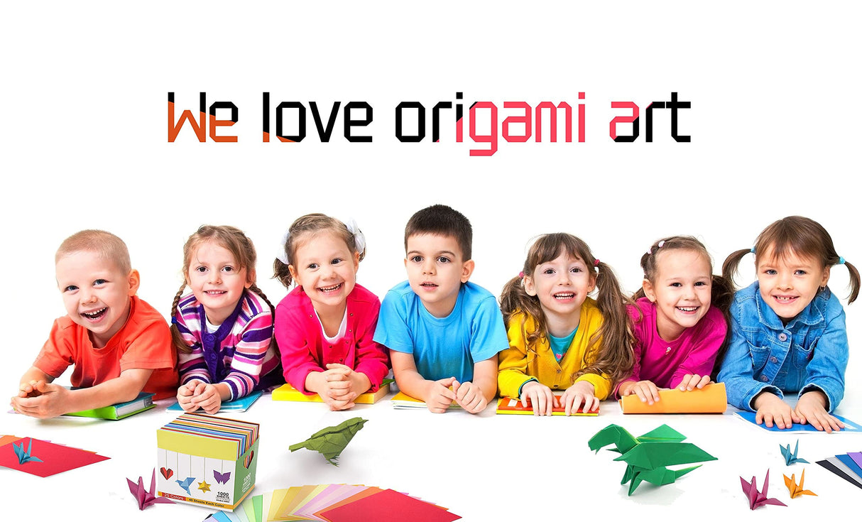 BUBU Origami Paper Kit 1000 Sheets 6 Inch Square Double Sided Color 20 Vivid Colors for Beginners Trainning and School Craft Lessons BUBU