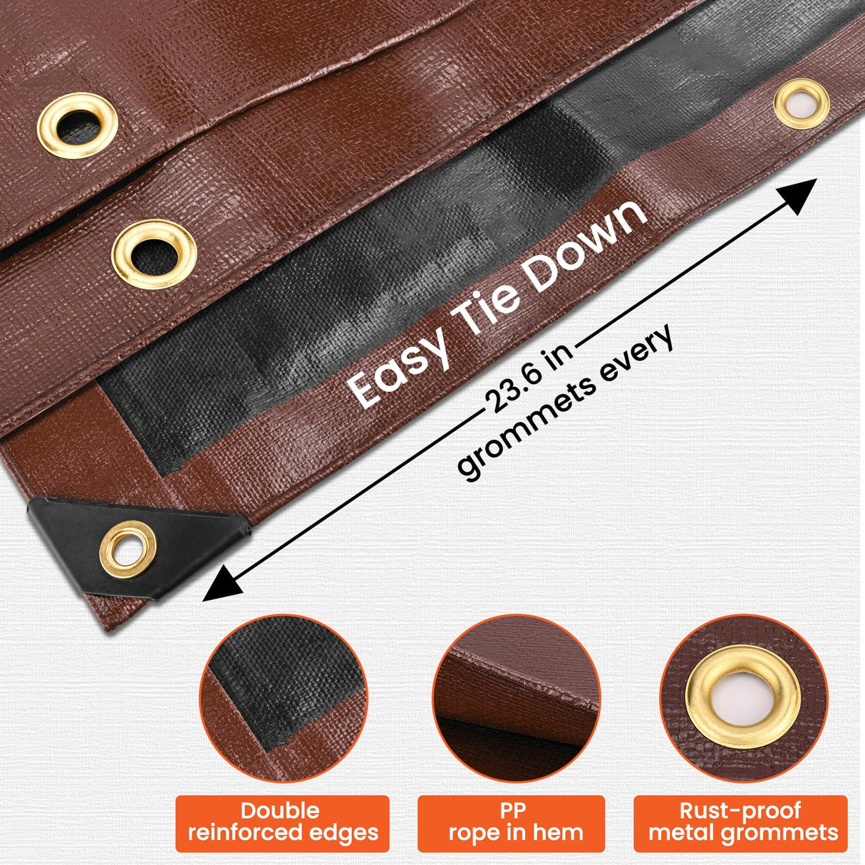 Winpull Tarp 12x20FT, 16 Mil Heavy Duty Large Tarps, Waterproof Tarp with Brass Grommets and Reinforced Edges, UV Resistant, Tear&Fade Resistant Poly Winpull