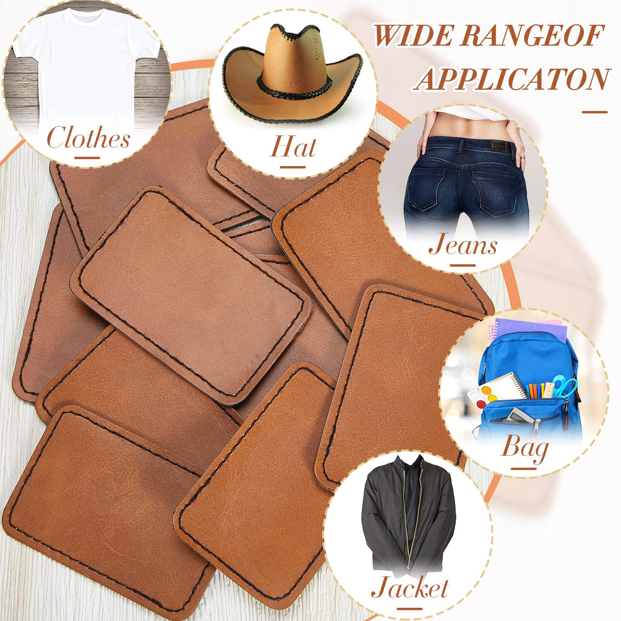 60 Pcs Blank Leatherette Hat Patches with Adhesive Rustic Leatherette Rectangle Patch Faux Leather Patches for Hats Custom Fabric Repair Sew Laser Dunzy