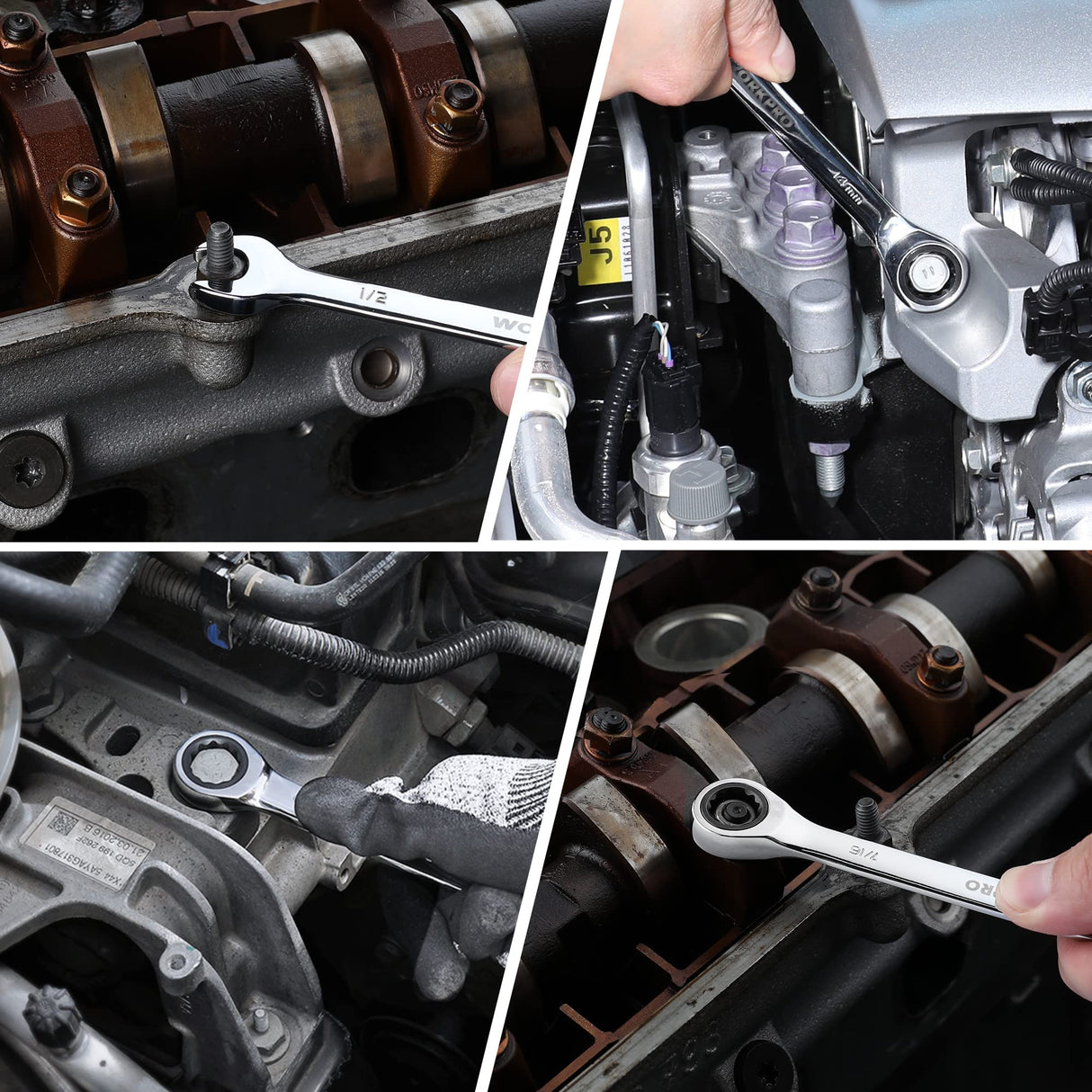 WORKPRO 22-Piece Ratcheting Combination Wrench Set, 72 Teeth, Combo Ratchet Wrenches Set with Organizer Box, Metric 6-18mm & SAE 1/4-3/4" WORKPRO