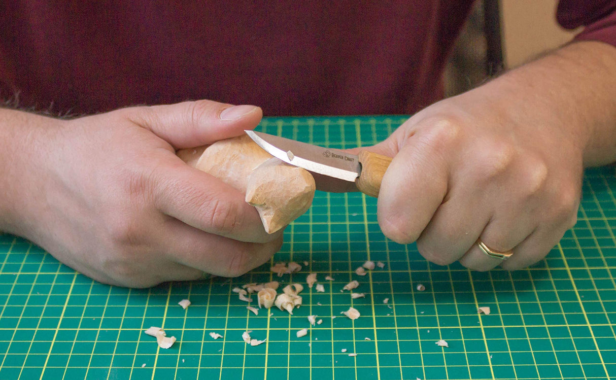 BeaverCraft, Whittling Knife C1M - Small Sloyd Knife - Wood Carving Knives Tools for Beginners - Carbon Steel Scandi Grind Blade - Beginners BeaverCraft