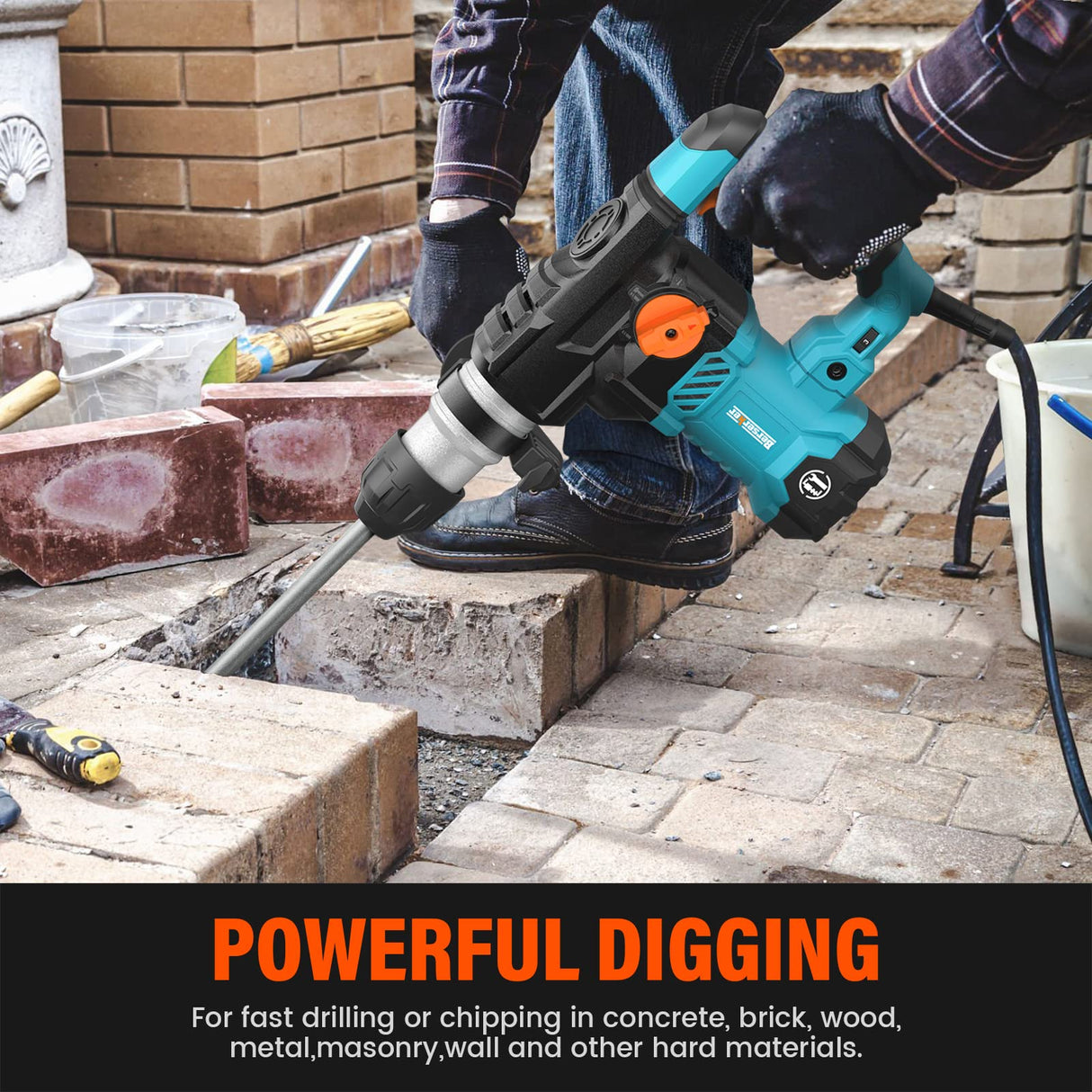 Berserker 1-1/4" SDS-Plus Rotary Hammer Drill with Vibration Control,Safety Clutch,12.5 Amp 4 Functions Corded Rotomartillo for Concrete-Including 3 Berserker