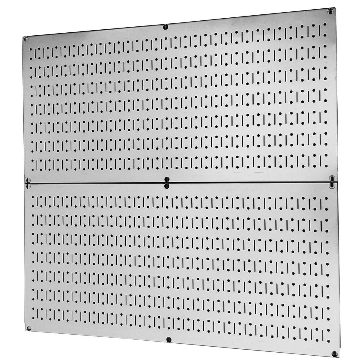 Wall Control Pegboard Rack Garage Storage Galvanized Steel Horizontal Peg Board Pack - Two 32-Inch x 16-Inch Shiny Metallic Metal Peg Board Tool Wall Control