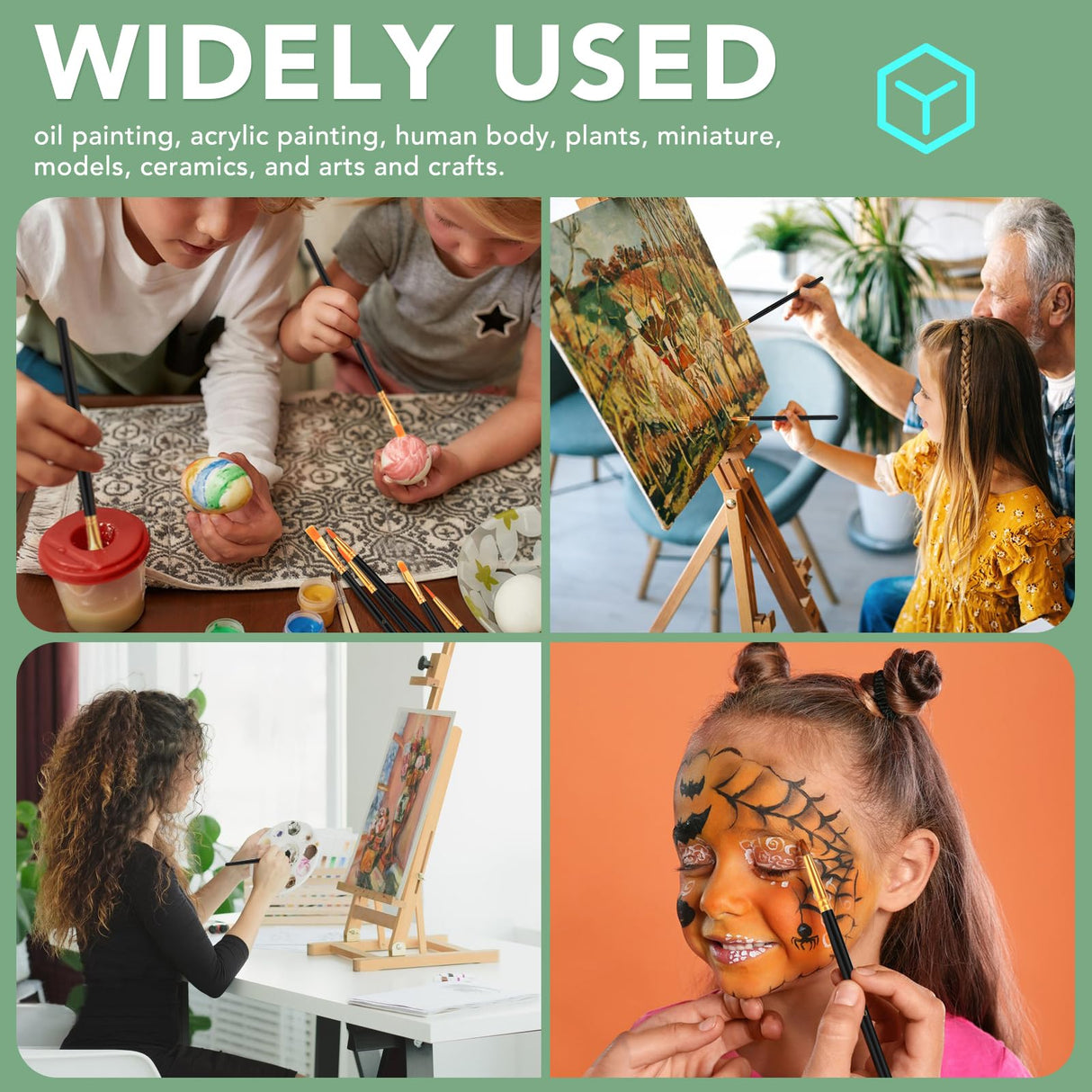 AROIC Acrylic Paint Brush Set,1pack/15pcs Nylon Hair Acrylic Painting Brush,Watercolor Rock Face Painting Brush, Artist Craft Brush Supplies, Paint AROIC