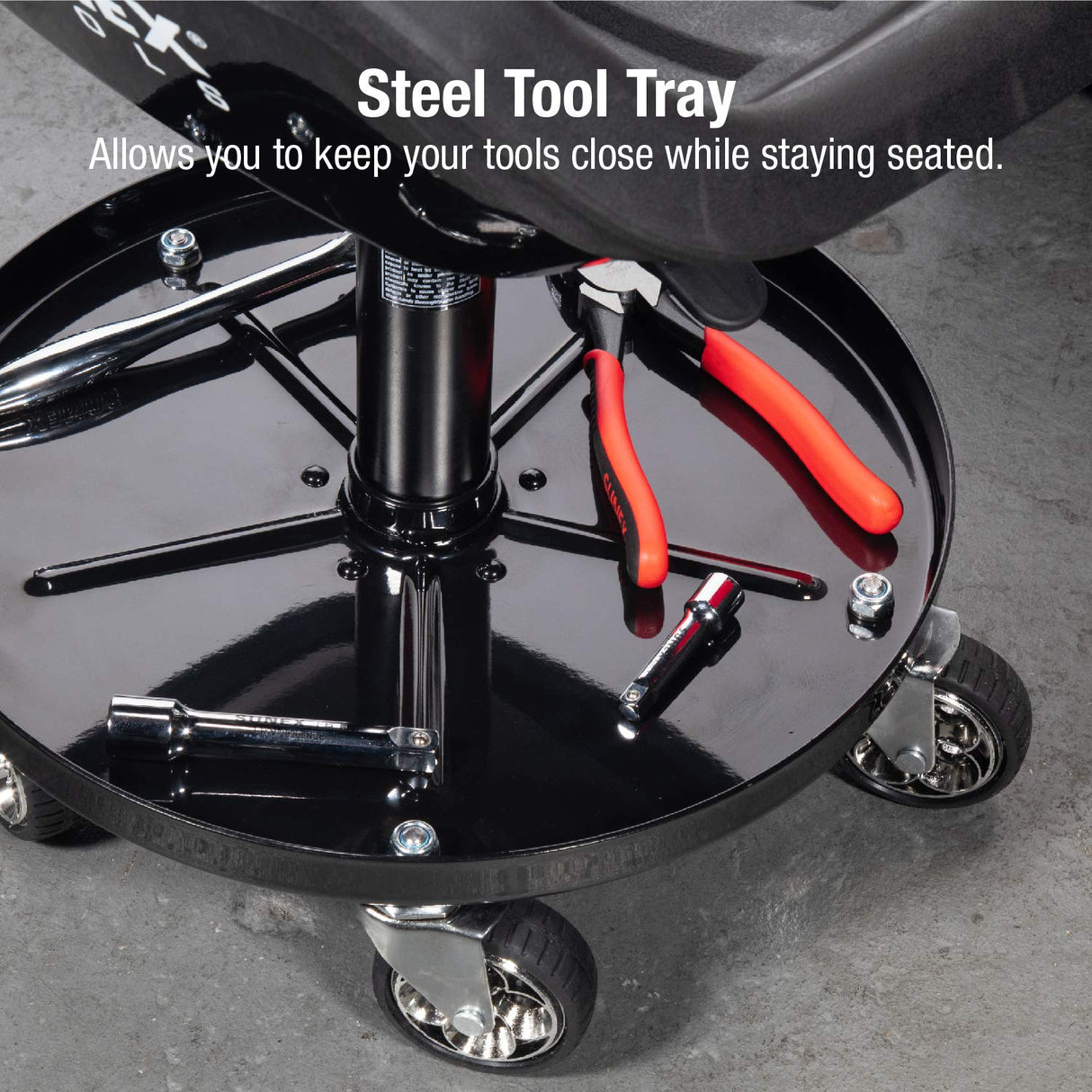 Sunex Tools 8514 300-Pound Capacity Telescoping Tractor Seat with Parts Tray and 3.5-Inch Heavy Duty Casters Sunex Tools