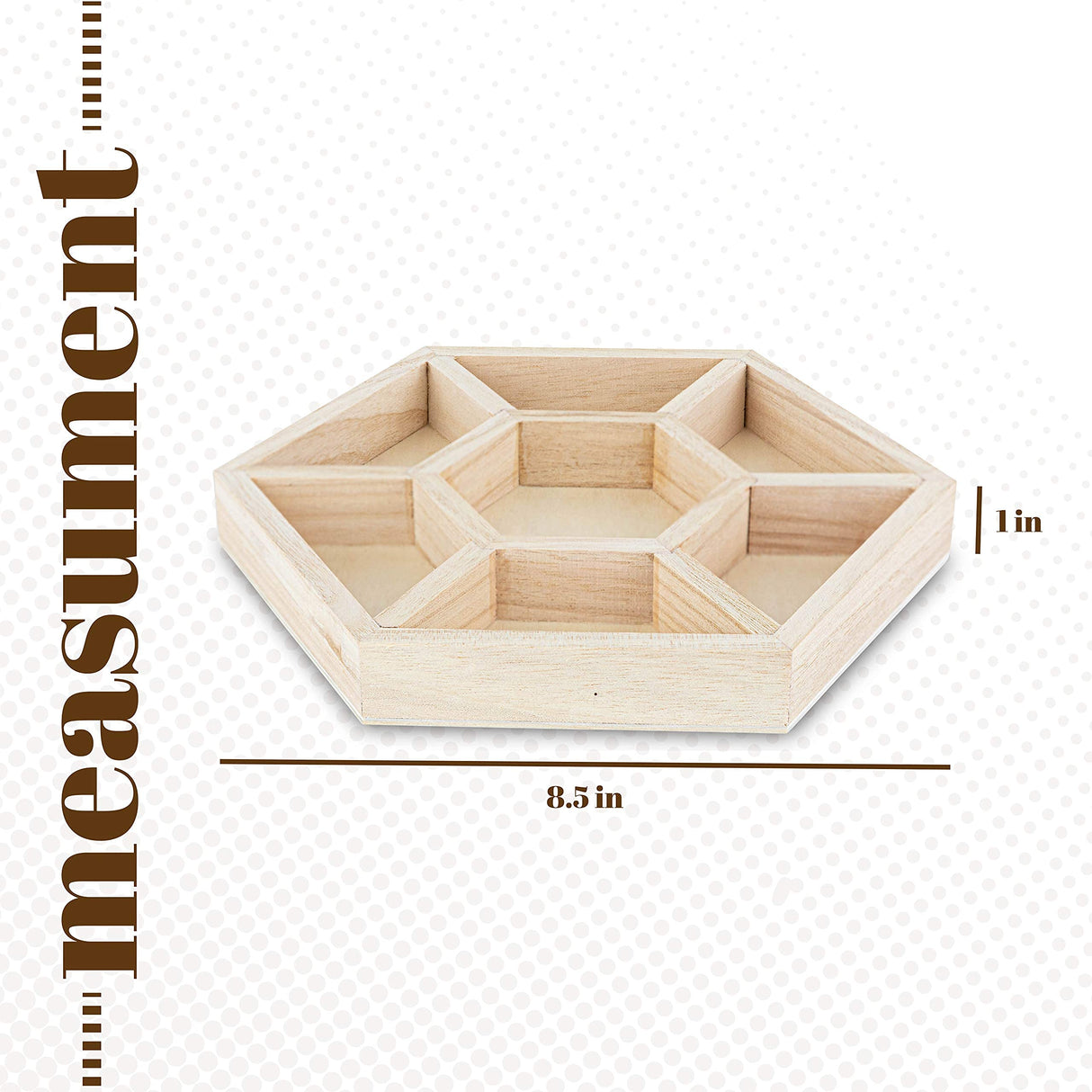 Hammont Hexagon Sectional Wooden Trays - 3 Pack - 8.5”x8.5”x1” - Eco Friendly Decorative Wooden Tray for Dry Fruits & Candies | Organic Wooden Tray Hammont