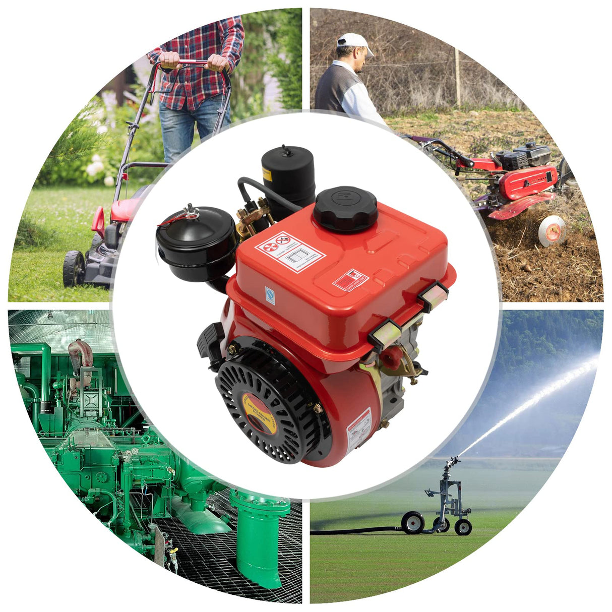 SNKOURIN 4-Stroke 3HP Single-Cylinder Diesel Engine, 2.2kW Diesel Engine with Air-Cooling, Recoil Start System Diesel Motor for Go Cart, Mini Bike, SNKOURIN