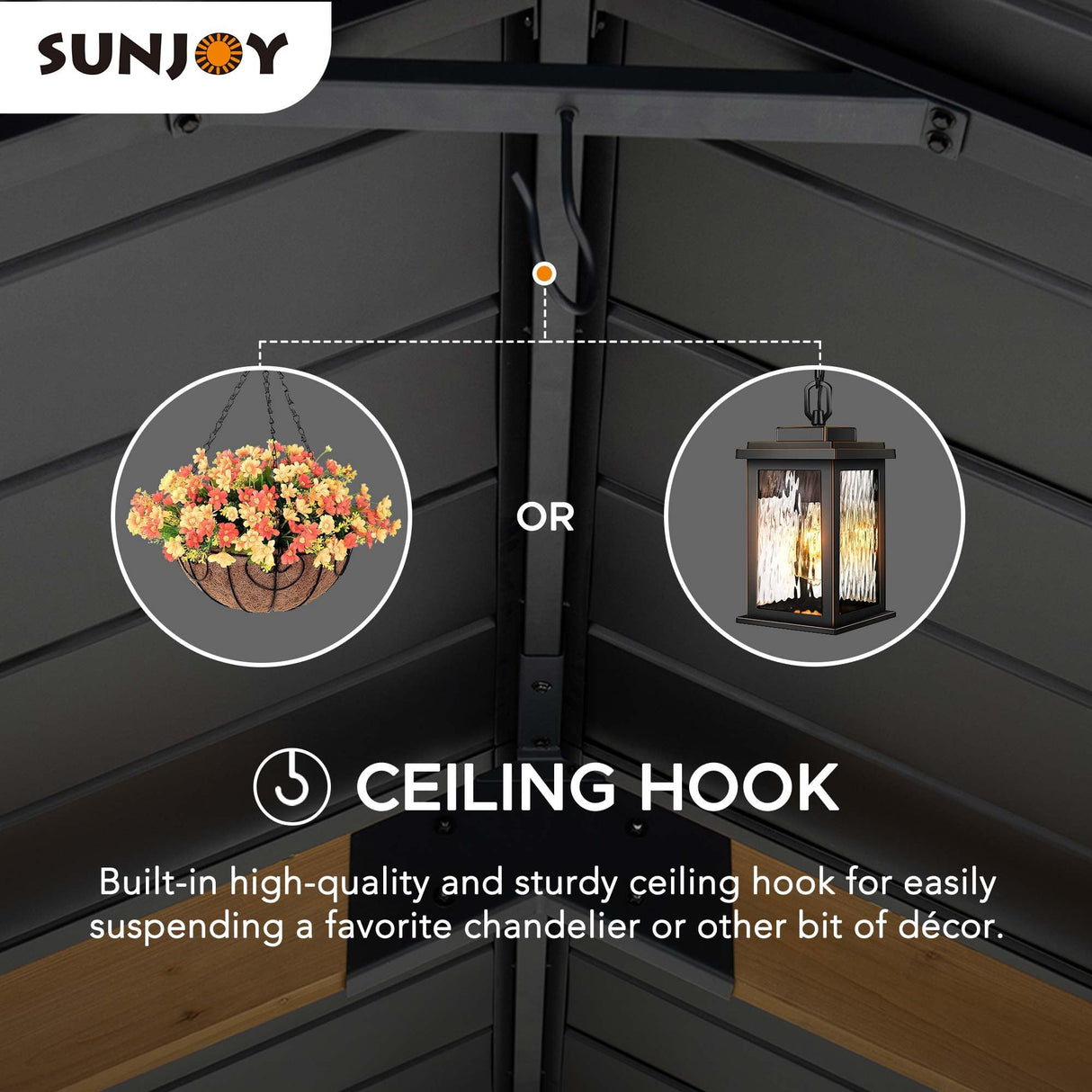 Sunjoy Wood Carport 11 x 13 ft. Outdoor Gazebo, Heavy Duty Garage Car Shelter with Steel Roof and Wooden Frame, Gable Roof Cedar Carport for Cars and Sunjoy