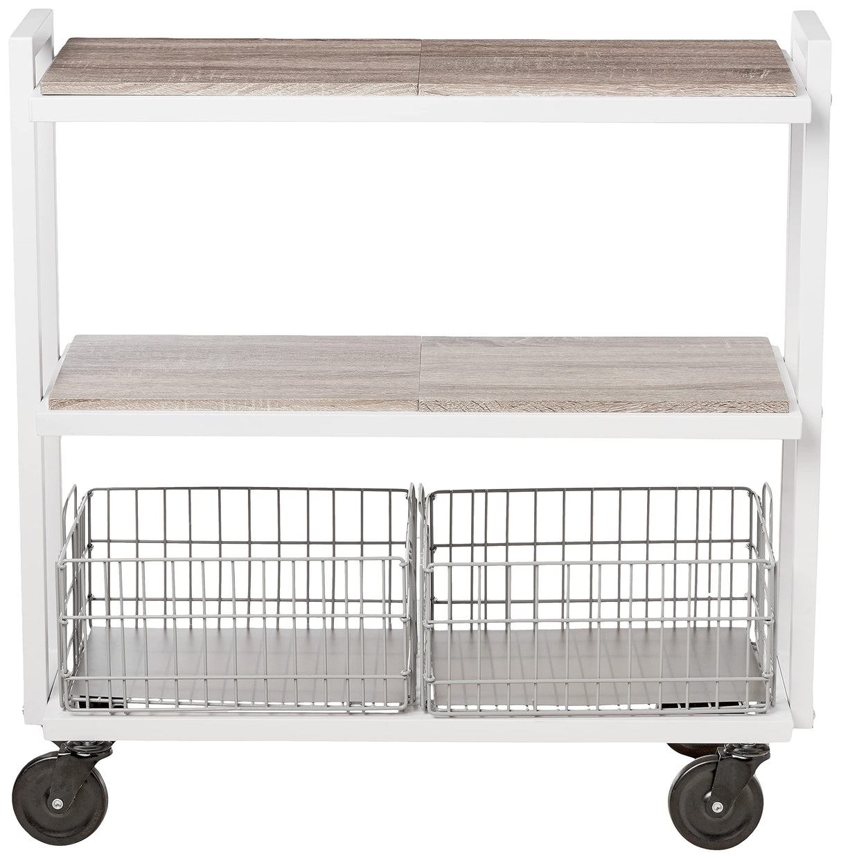 Atlantic Modular Mobile Storage Cart System, with Interchangeable Shelves & Baskets, Powder-Coated All-Steel Frame, 3-Tier, Caster Wheels for Atlantic