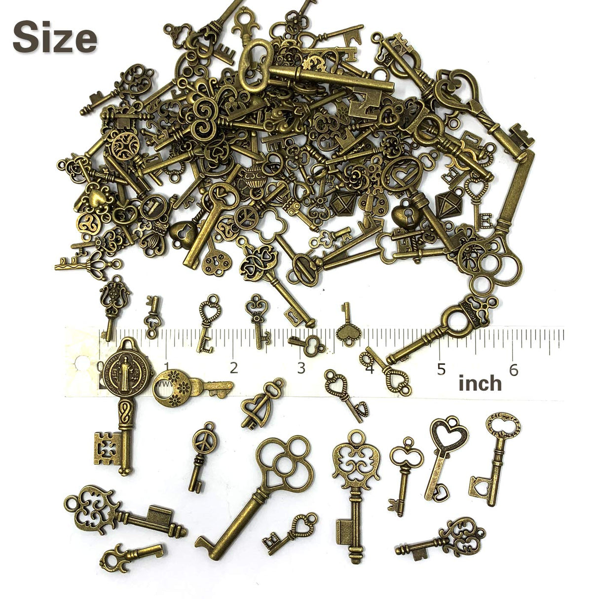 125 PCS Vintage Skeleton Key Set Charms, JIALEEY Mixed Antique Style Bronze Brass for Pendant DIY Jewelry Making Wedding Party Favors JIALEEY