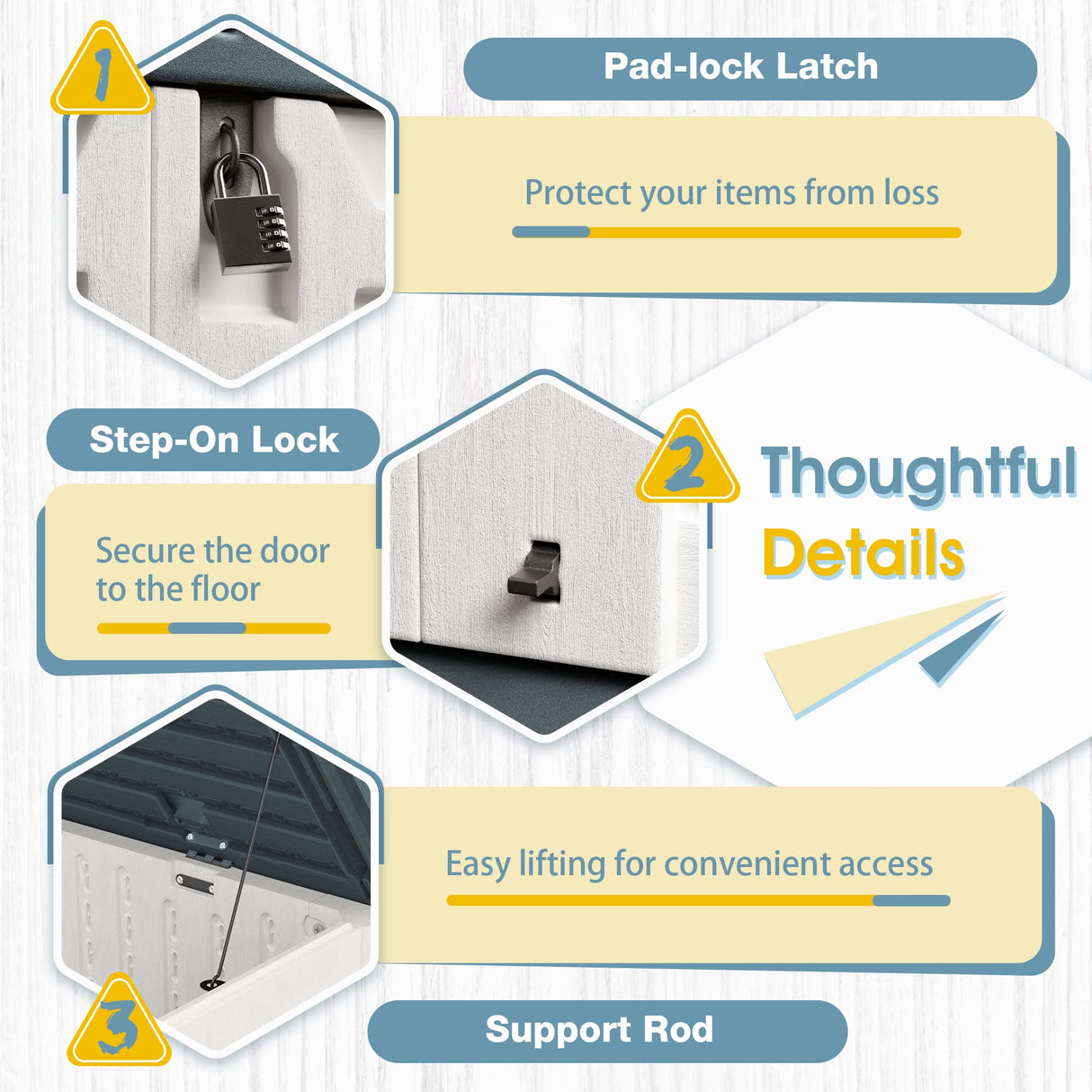 Homall Resin Outdoor Storage Shed 28 Cu Ft Horizontal Outdoor Storage Cabinet, Weather Resistant Resin Tool Shed, Multi-Purpose Shed Lockable Outdoor Homall