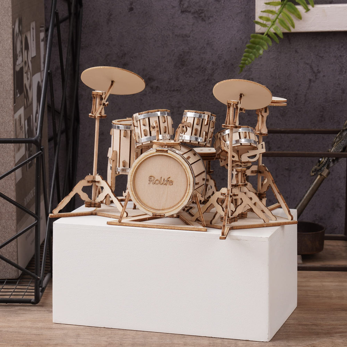 Rolife 3D Wooden Puzzles Model Kit for Adults and Teens to Build Musical Instrument Series (Drum kit) Rolife