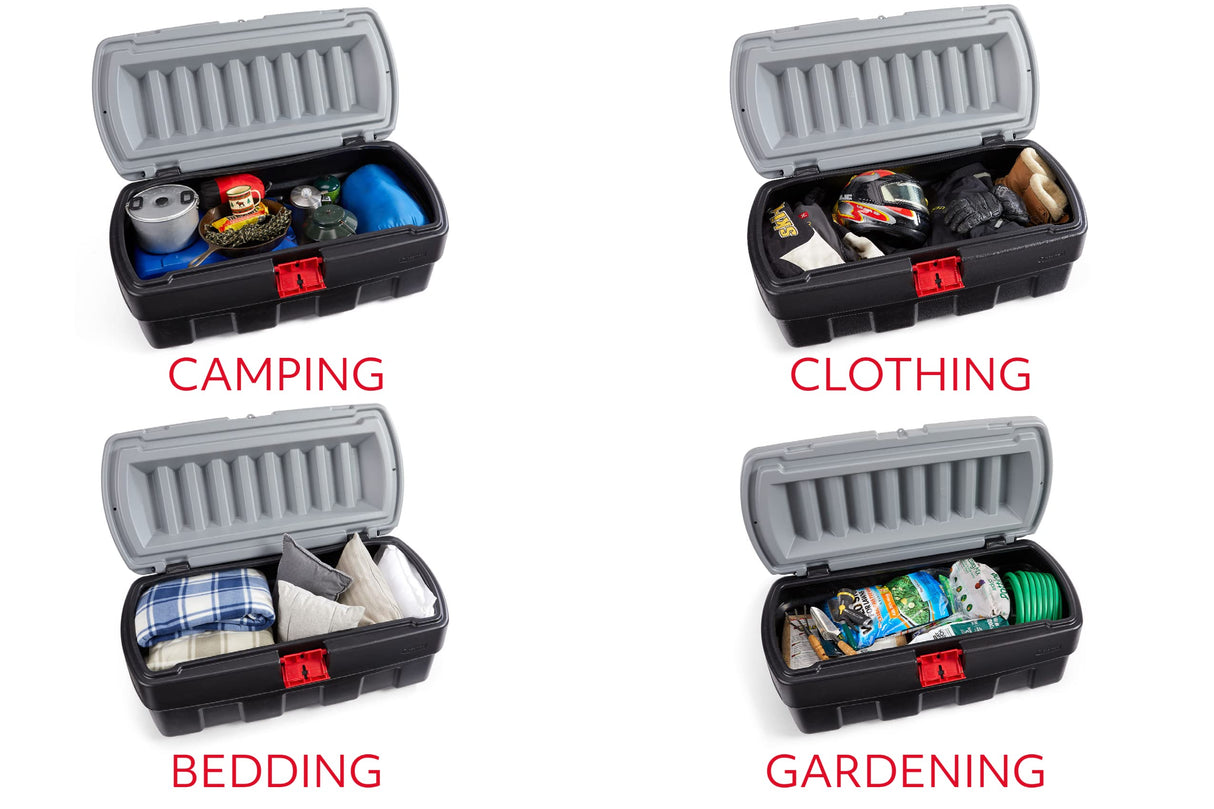 Rubbermaid ActionPacker️ 48 Gal Lockable Plastic Storage Bin, Industrial, Rugged Large Container with Lid (Black,gray) Rubbermaid