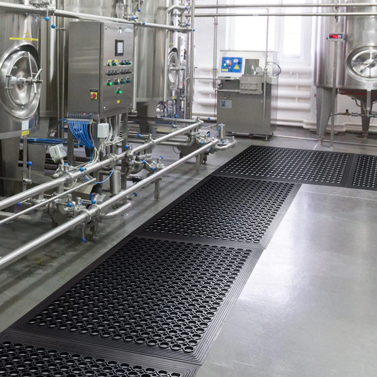 Rubber Floor Mat Anti-Fatigue Non Slip Floor Mats 36" x 60" New Commercial Heavy Duty Drainage Rubber Kitchen Mat Black Bar Floor Mat YOSHIKO