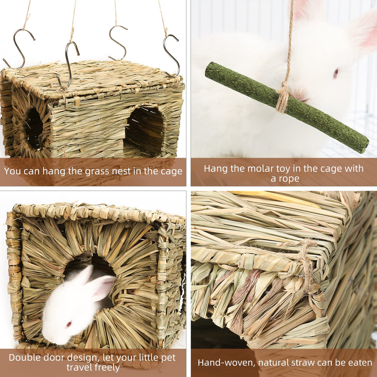 PStarDMoon Bunny Grass House-Hand Made Edible Natural Grass Hideaway Comfortable Playhouse for Rabbits, Guinea Pigs and Small Animals to Play,Sleep PStarDMoon