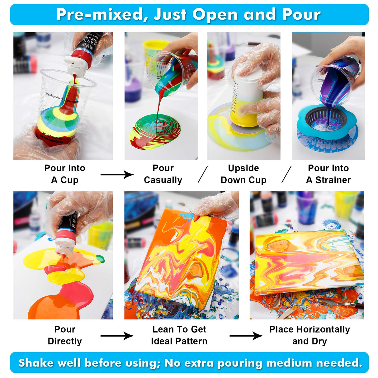 Shuttle Art Acrylic Pouring Paint, Set of 36 Bottles (2 oz/60ml) Pre-Mixed High-Flow Acrylic Paint Pouring Supplies with Canvas, Silicone Oil, Shuttle Art