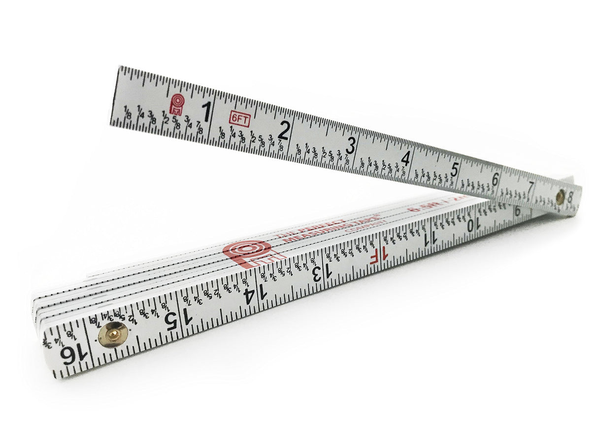 Perfect Measuring Tape Co. FR-72 Carpenter's Folding Rule Lightweight Composite Construction Ruler (Folding Yard Stick) with Easy-Read Inch Fractions PERFECT MEASURING TAPE