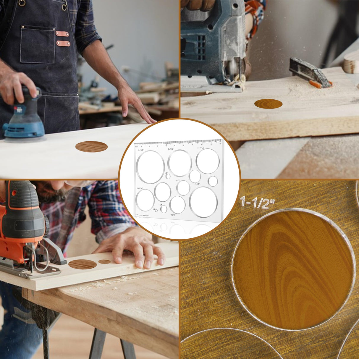 Soimuk Router Templates for Woodworking,Router Jig Circle Inlay Templates Decorative,13-in-1 Router Templates(10 * 7.8 inches) soimuk