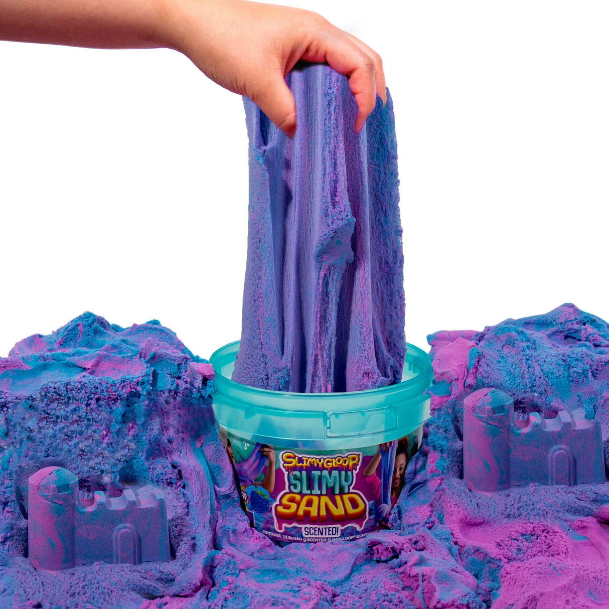 SLIMYSAND by Horizon Group USA, 1.5 lbs of Berry Scented Moldable, Stretchable, Expandable Cloud Slime, Blue & Purple Marbled, Slimy Play Sand in SLIMYSAND