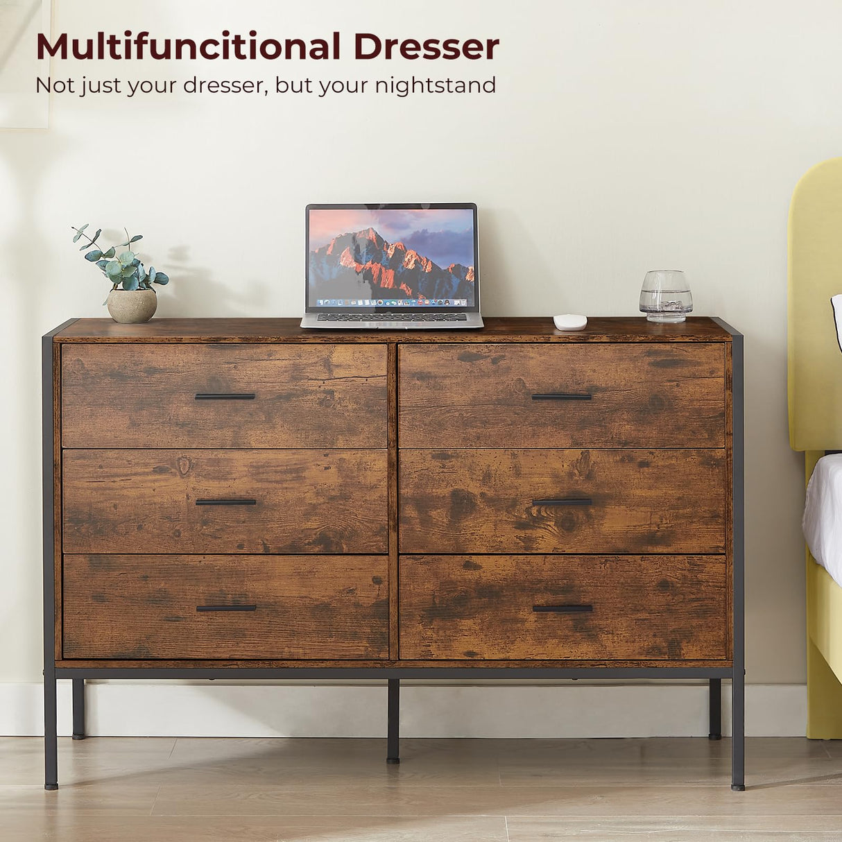 Lyromix Wood Dresser Wide 48'' Wooden TV Stand for Bedroom, Mid Century Modern Chest with Antique Finish, Perfect for Living Room Storage, 48.5" Lyromix