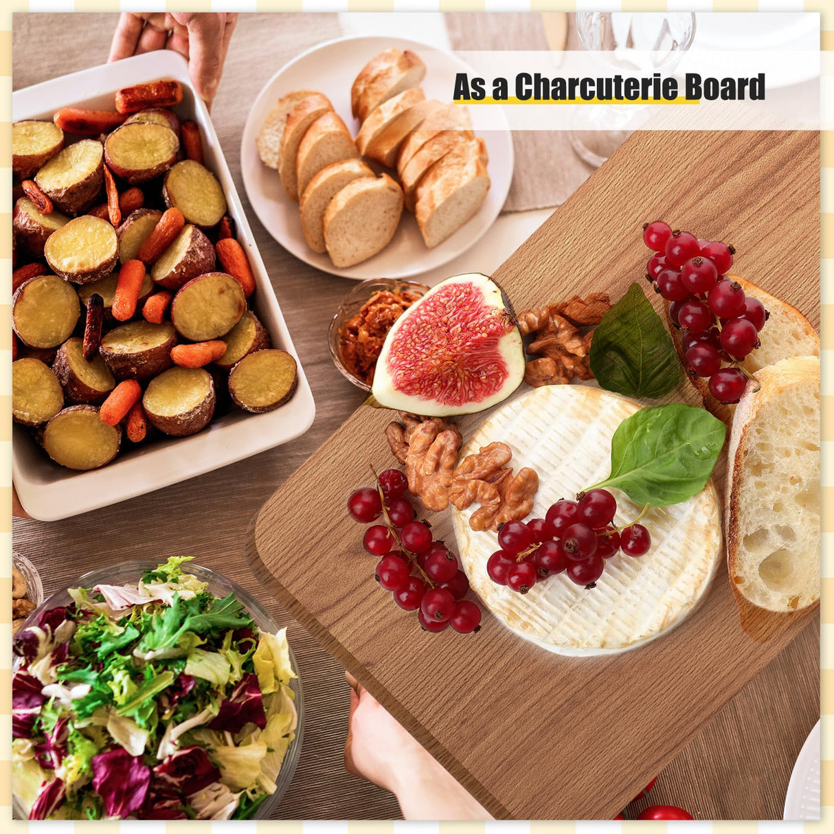 Didaey 6 Pcs Cutting Board Bulk Kitchen Thicken Chopping Board with Handles Wooden Charcuterie Serving Board Blank Wood Boards for Engraving Wedding Didaey