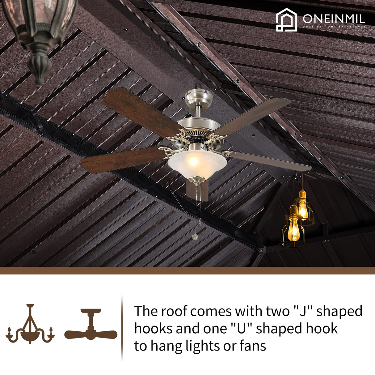 oneinmil 12x20FT Outdoor Gazebo, Heavy Duty Metal Double Roof Hardtop Gazebo with Aluminum Frame and Netting and Curtains for Patios oneinmil