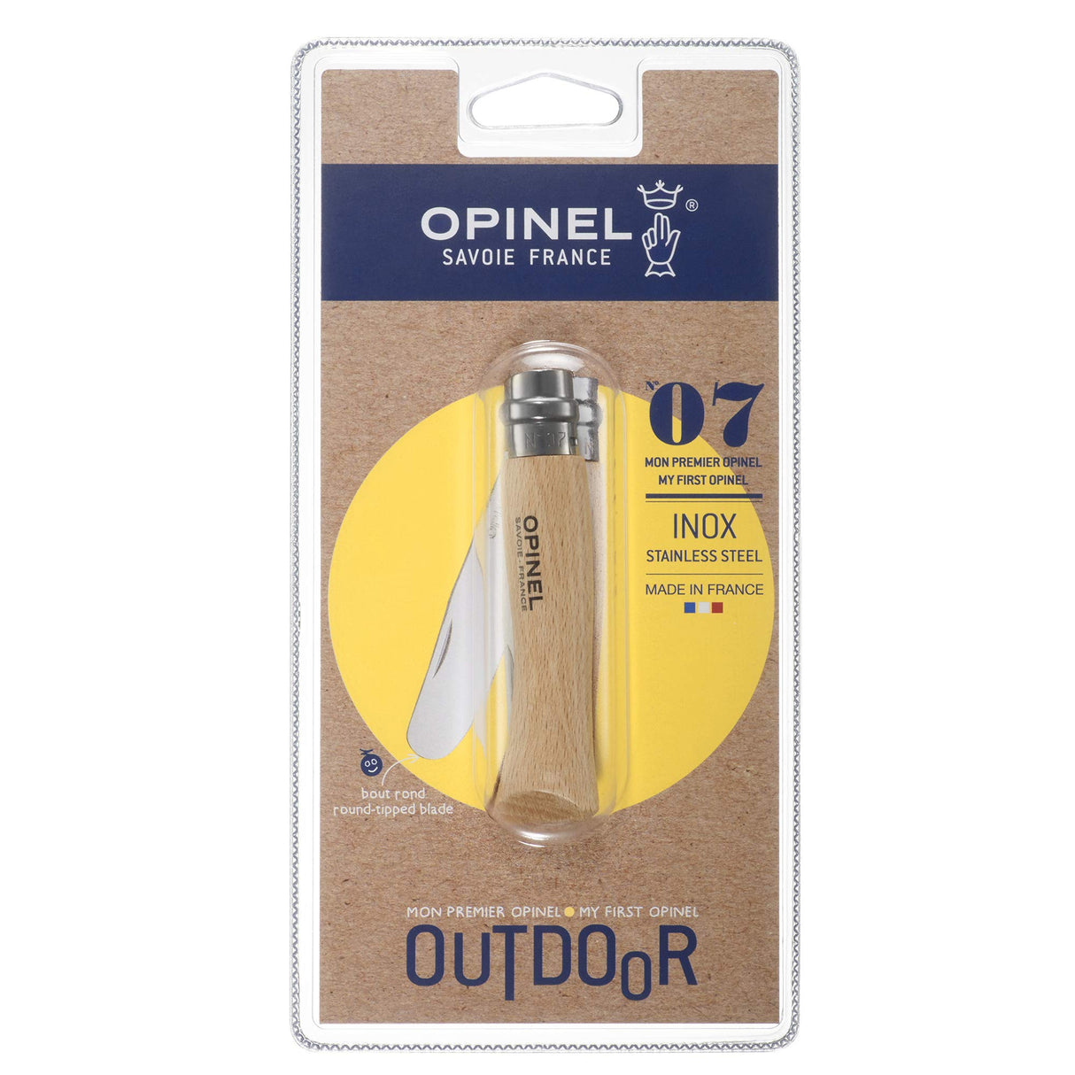Opinel My First No.7 Stainless Steel Children’s Folding Pocket Knife with Safety Rounded Tip, Painted Handles Opinel