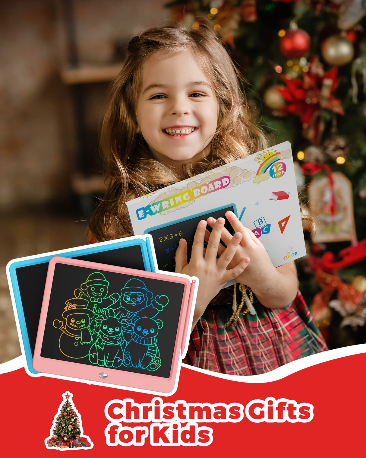 KOKODI 12 Inch LCD Writing Tablet with Anti-Lost Stylus, Erasable Doodle Board Colorful Toddler Drawing Pad, Car Travel School Games Toys for 3 4 5 6 KOKODI