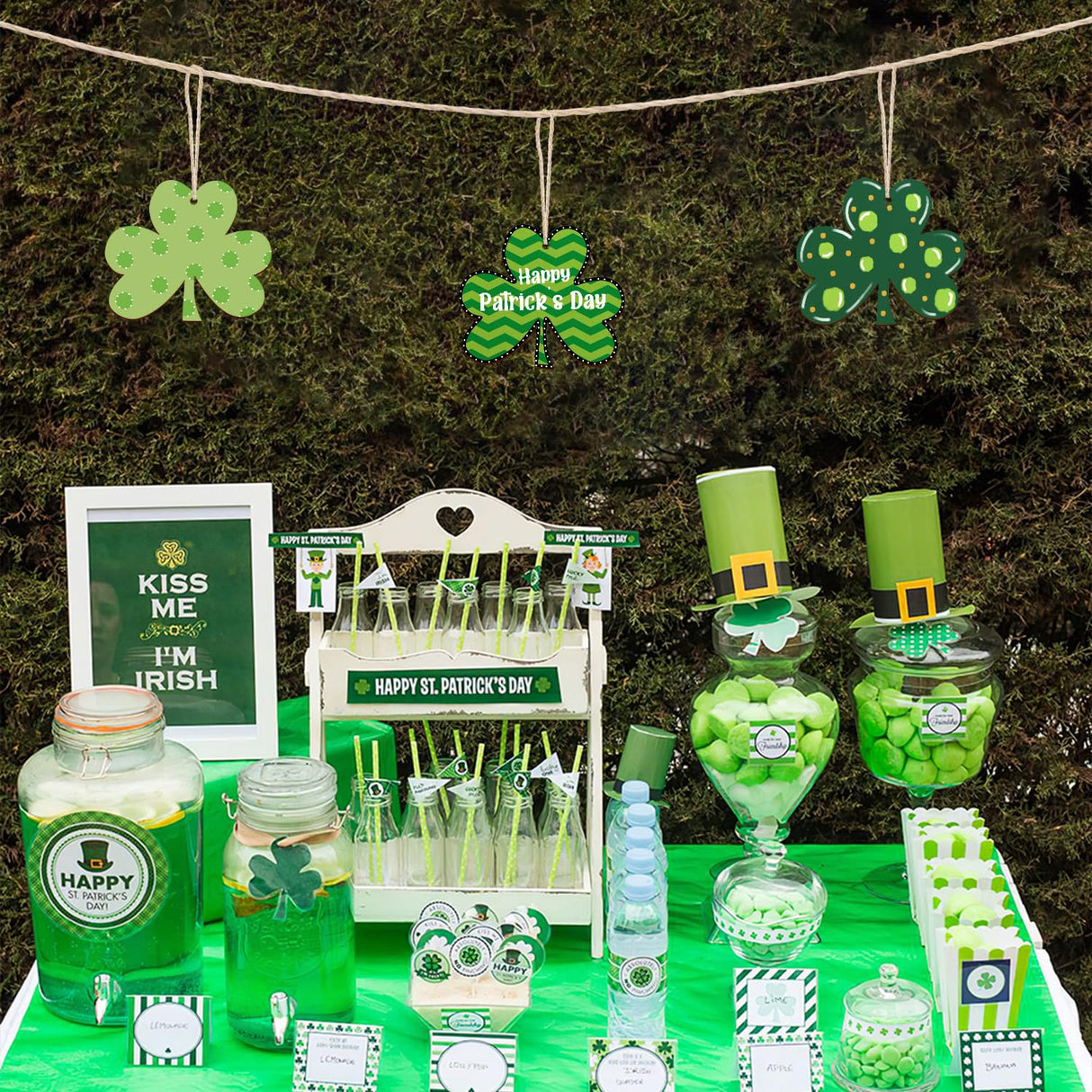 Wooden Shamrock Ornaments to Paint St. Patrick's Day Decoration Cutouts Unfinished 24PCS 3.5 x 3 inches, DIY Blank Unfinished Wood Discs Ornament for Sophena