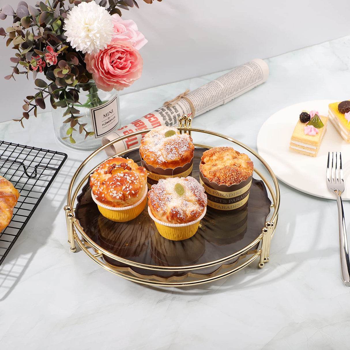 Gartful Large Round Resin Tray Mold-13 inch, Irregular Silicone Serving Tray, Geode Agate Epoxy Mold for Coaster, Fruit Board, Dessert Dish, Resin Gartful