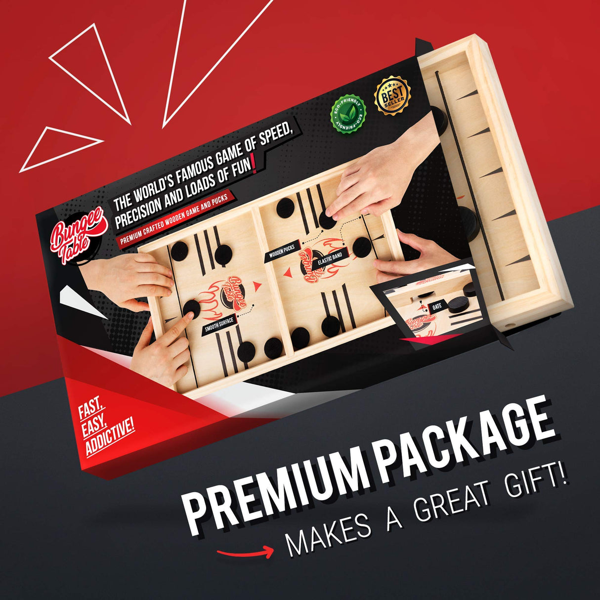 Bungee Table - Large Fast Sling Puck Game - Fast-Paced Fun for a Family Game Night or for a Party with Friends - Test Your Speed and Accuracy with Bungee Table