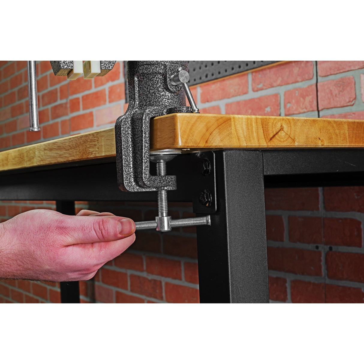 Toolsmith 2-1/2 inch Mini Jaw Portable Clamp-on Table Bench Third Hand Vise Swivels and Rotates 360°, 1-1/2 inch and 2-1/2 inch Jaws, Soft Jaw Toolsmith