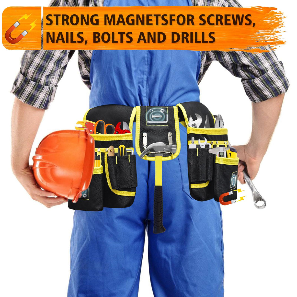 Tool Belt, Magnetic Tool Pouch with 26 Pockets for Men Heavy Duty Tool Pouch Bag, Detachable Tool Bags for Carpenter Electrician Construction Utility XonyiCos