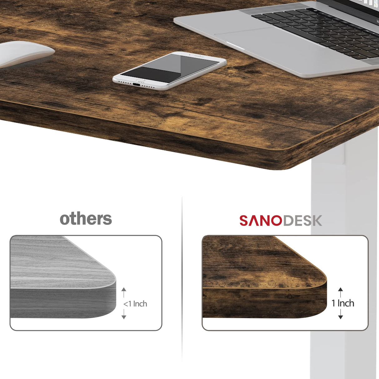 SANODESK Whole-Piece Particle Board Table Top for Standing Desk and Home Office Desk DIY, 48x30x1 Inch Rustic Brown Desk Top SANODESK