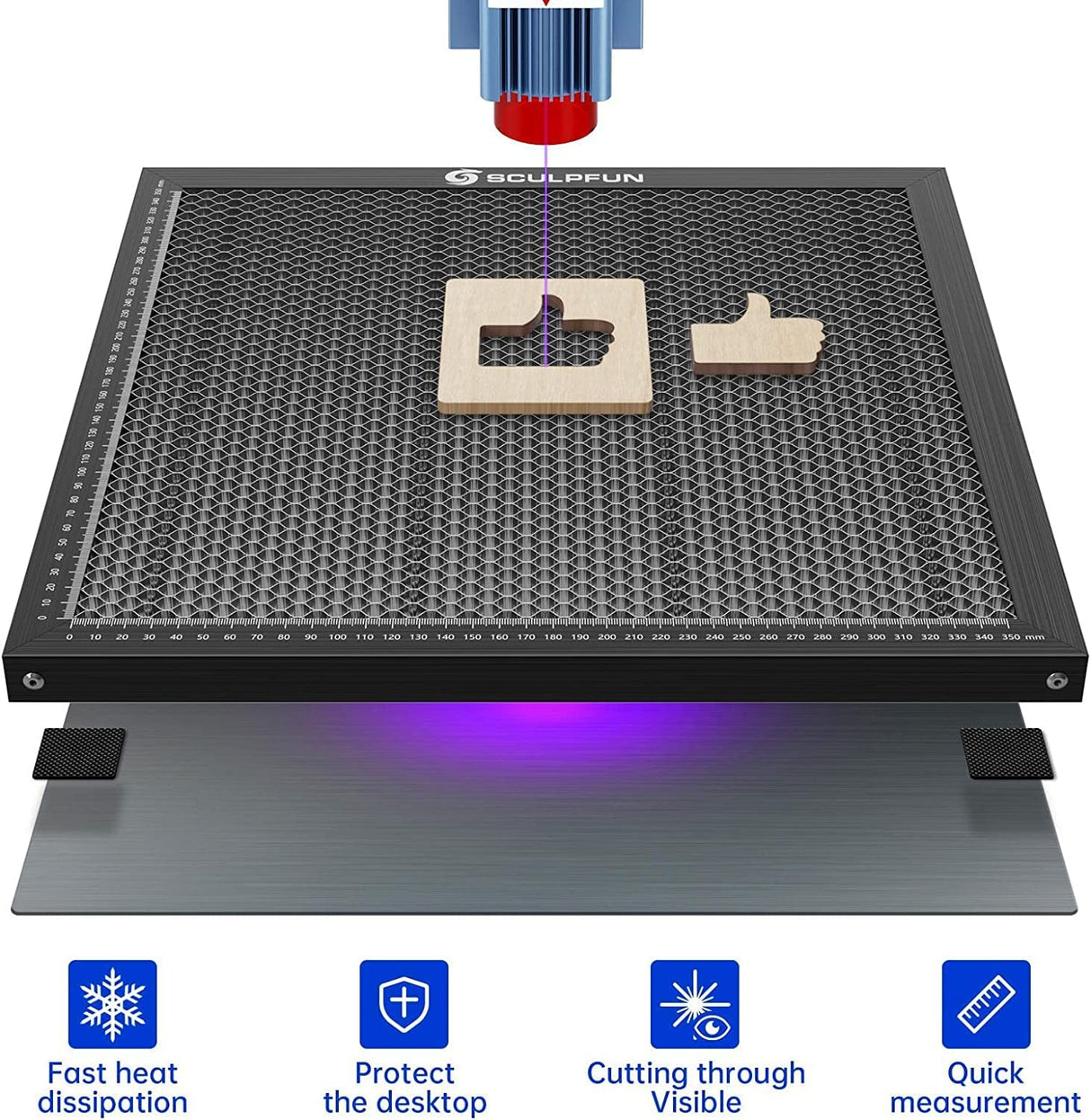 SCULPFUN Laser Honeycomb Work Table, Honeycomb Laser Bed for Laser Engraver, 15.7x15.7 inch, for Most Laser Engraving Machine, Honeycomb Panel for SCULPFUN