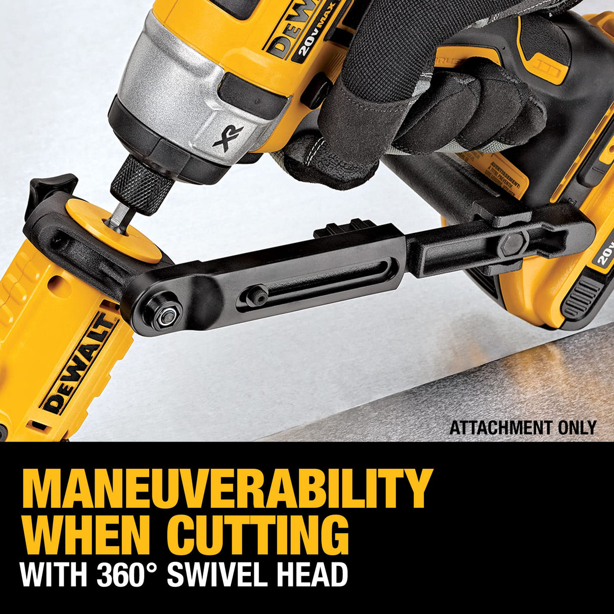 DEWALT Metal Shear/Cutter Drill Attachment, Impact Ready, 360 Degree Pivoting Head, Cuts 18GA Material (DWASHRIR) DEWALT