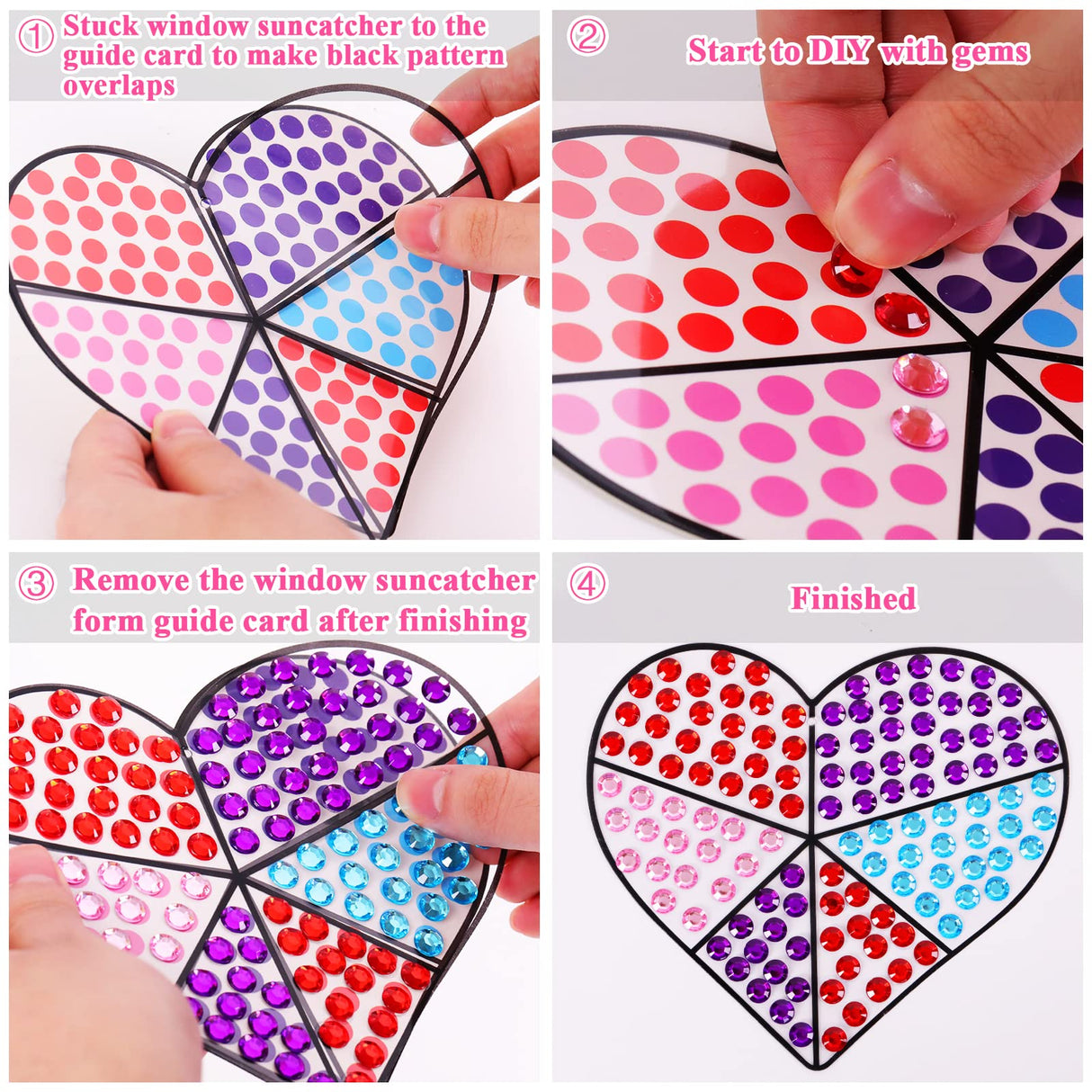 Valentines Day Gift for Kids, Valentine's Day Arts and Crafts, Sun Gemmers Art Crafts Suncatcher Kits for Children Teenagers Kids at 6-8, DIY Diamond chiazllta