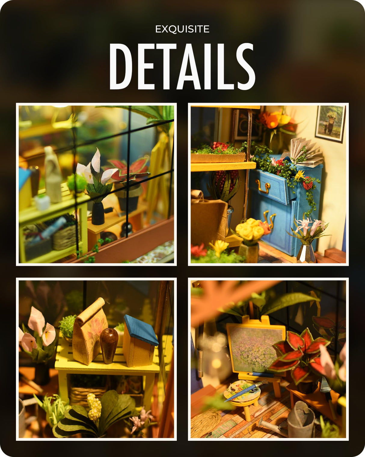 Rolife DIY Miniature House Kit Greenhouse, Tiny for Adults to Build, Mini House Making Kit with Furnitures, Halloween/Christmas Decorations/Gifts for Rolife