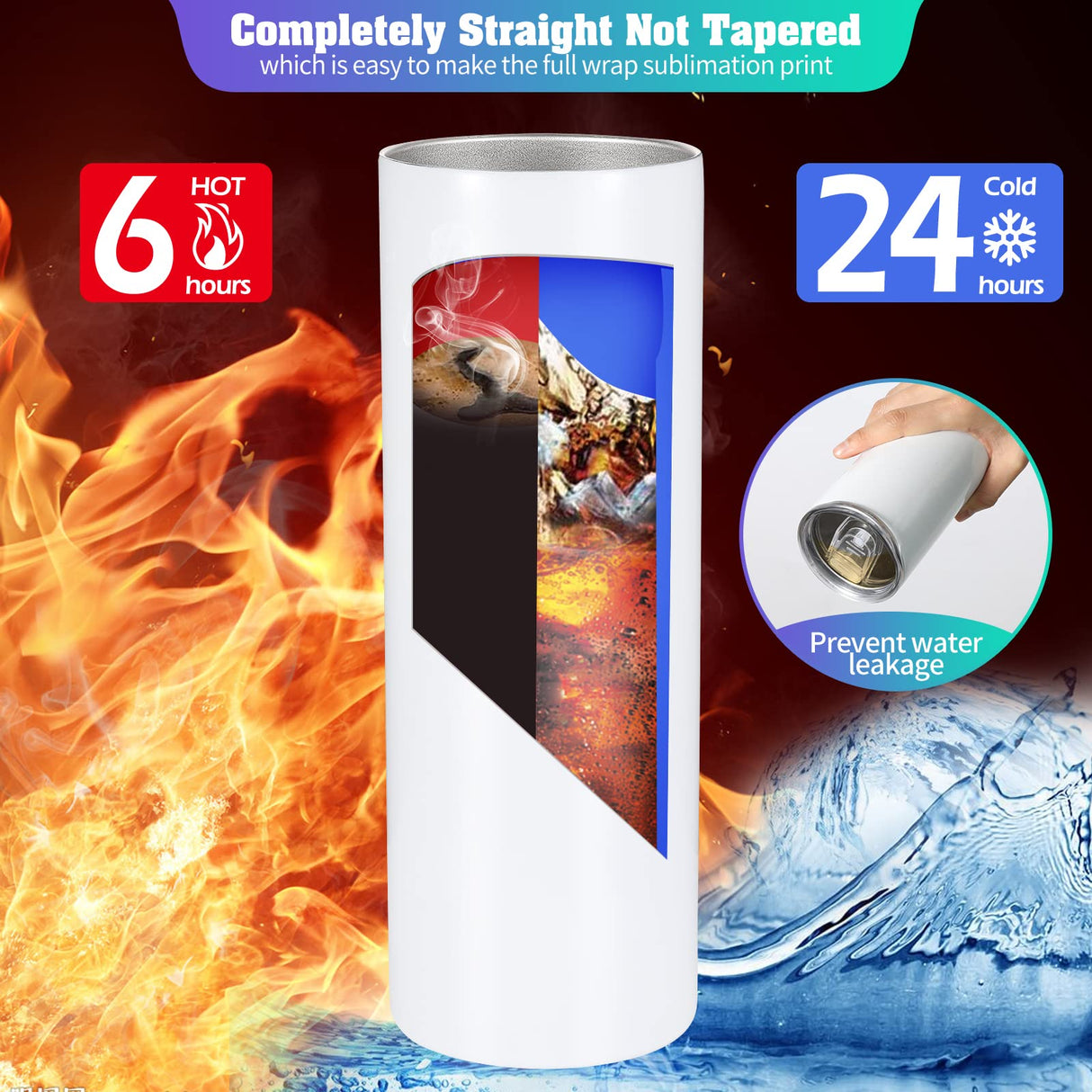 YOUKE OLA 12 Pack Sublimation Tumblers Bulk 30oz - Blank Straight Skinny Tumbler Stainless Steel Insulated Sublimation Tumblers Polymer Coating for YOUKE OLA