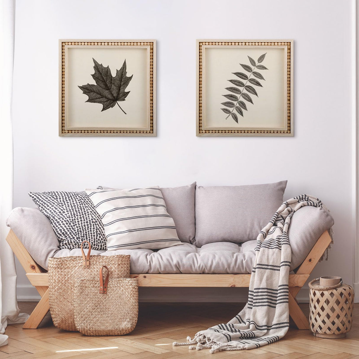 Wenqik 4 Pack Wood Beaded Blank Plaques Rustic Boho Style Blank Wood Panels for Painting DIY Signs Framing Shadow Box Tray Crafts (12 x 12 Inch) Wenqik