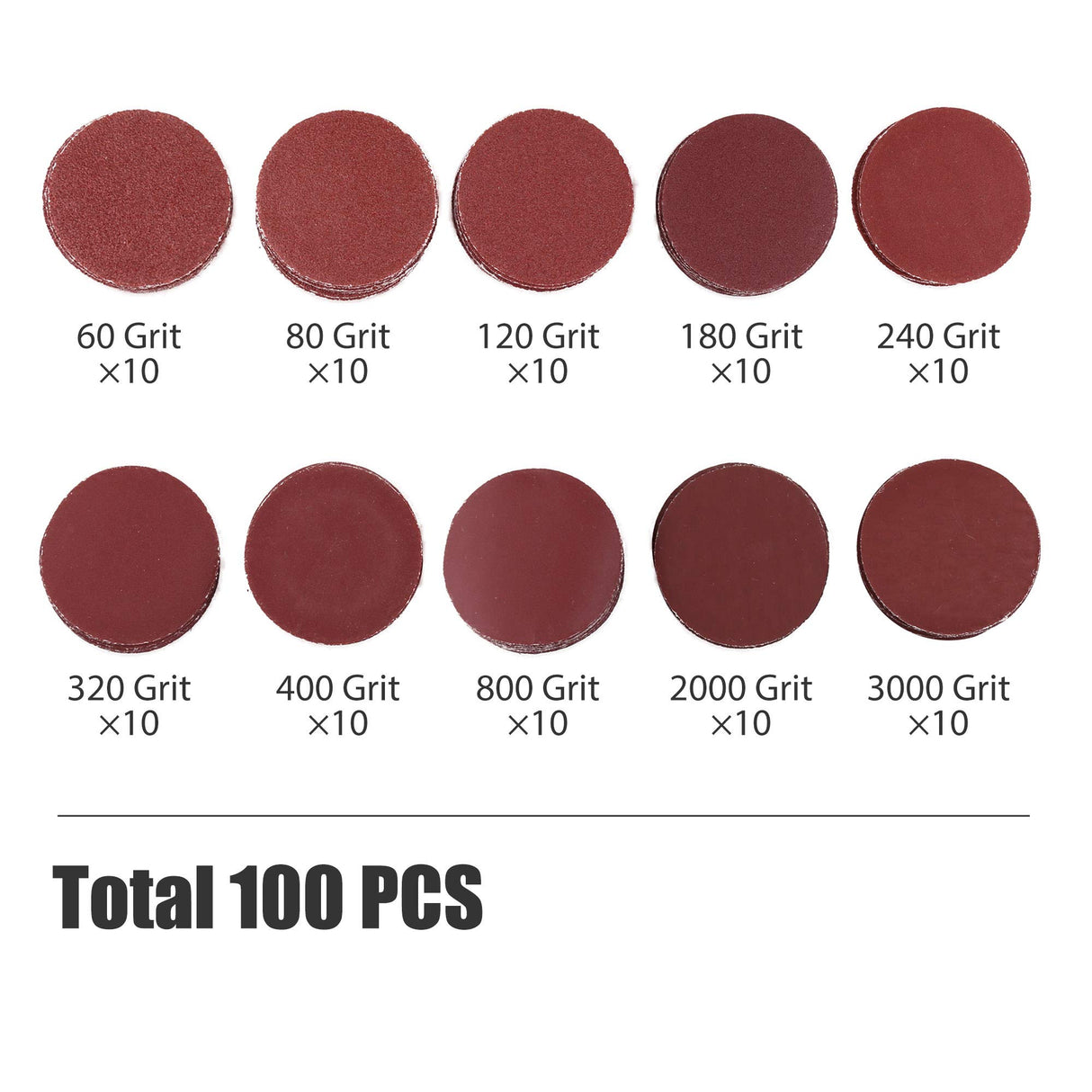 2 Inch Sanding Discs Kit, 100PCS 60-3000 Grit Sandpaper with 1/4" Shank Backing Plate and Soft Foam Buffering Pad, for Drill Grinder Rotary Tool, LotFancy